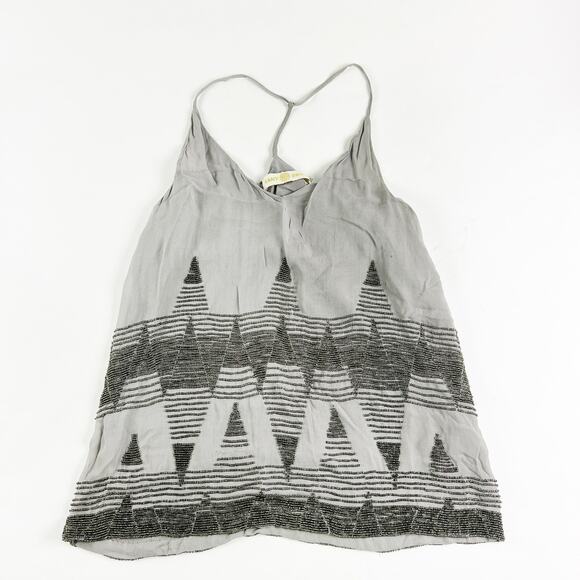 Ramy Brook grey silver silk beaded tank top Size XS flaws - Picture 1 of 10